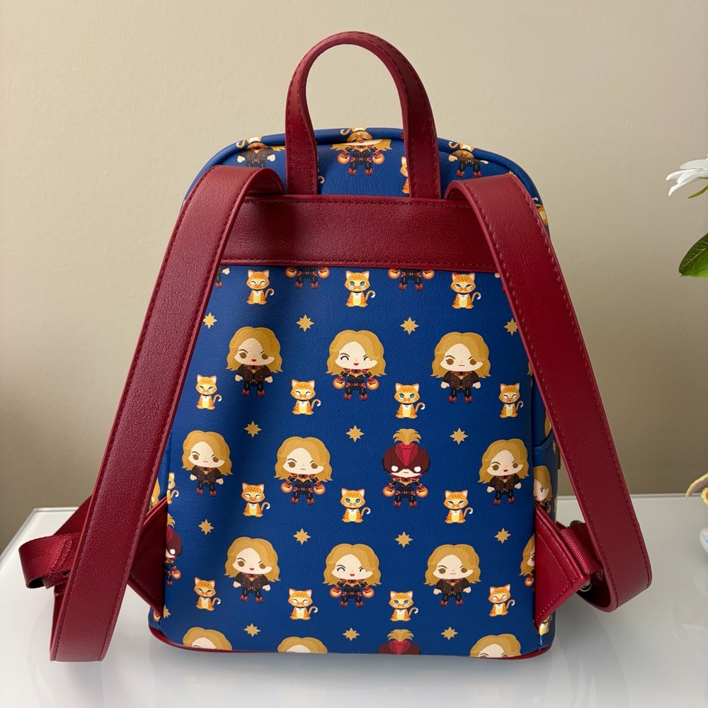 EUC Loungefly Marvel Captain Marvel Mini Backpack Chibi Goose Cat Flerken - Picture 3 of 11